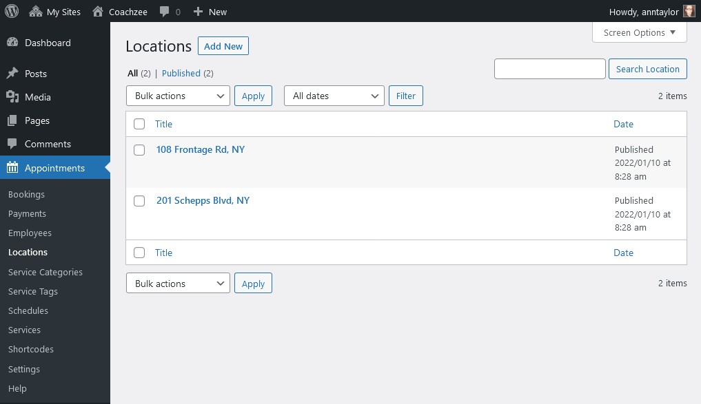 Standorte Wordpers Terminbuchungs-Plugin