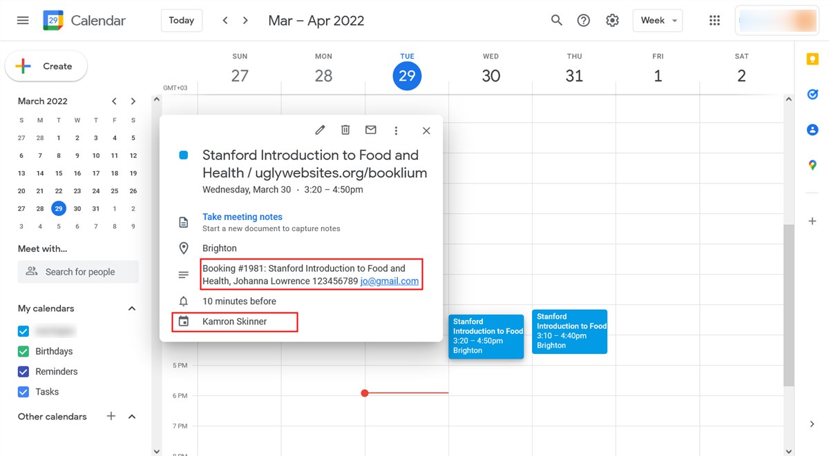 google calendar prenotazioni appuntamento connettersi