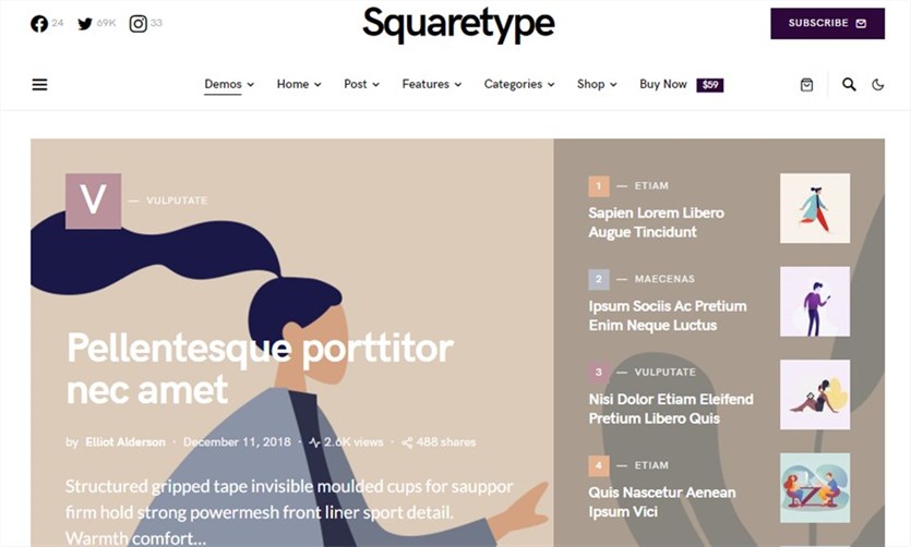 Thème Premium Squaretype WP