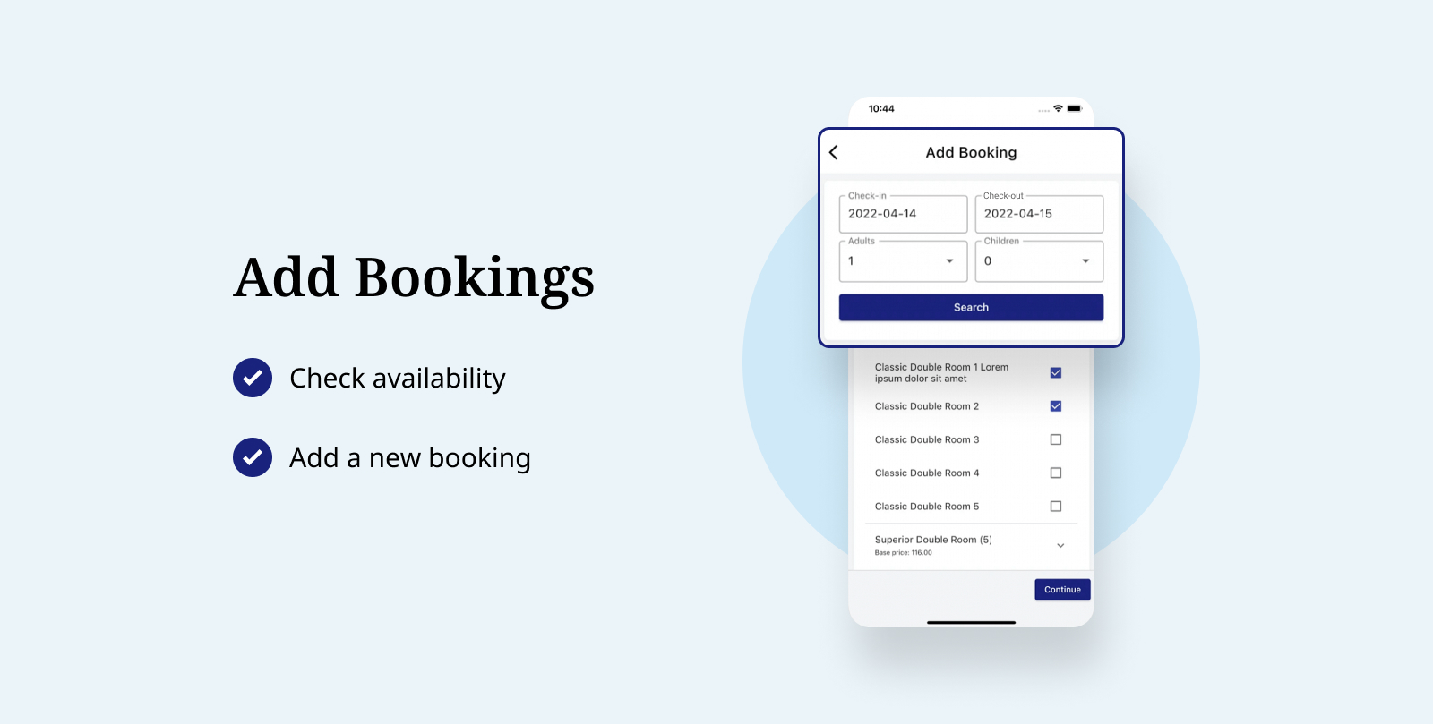 hotel booking mobile app wordpress buchungen hinzufügen