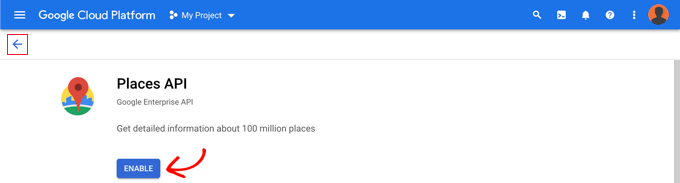 Enable the Places API