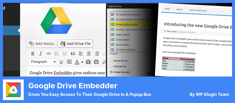 Google Drive Embedder Plugin – bietet Ihnen einfachen Zugriff auf ihr Google Drive in einem Popup-Fenster