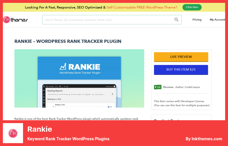 Complemento Rankie - Rastreador de clasificación de palabras clave Complementos de WordPress