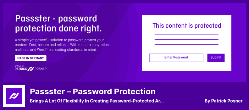 Passster: Complemento de protección con contraseña: brinda mucha flexibilidad para crear áreas protegidas con contraseña en su sitio web
