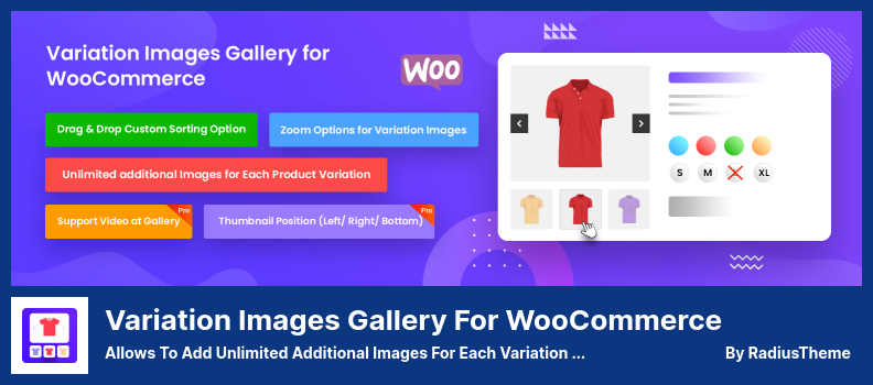 Galerie mit Variationsbildern für das WooCommerce-Plug-in - Ermöglicht das Hinzufügen unbegrenzter zusätzlicher Bilder für jede Produktvariation