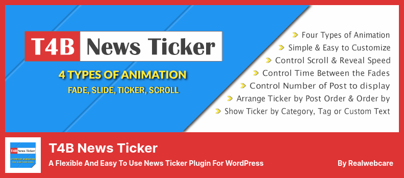 T4B News Ticker Plugin - Un plug-in News Ticker flessibile e facile da usare per WordPress