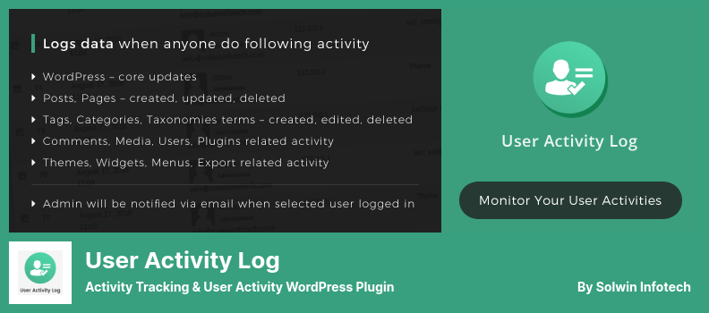 Plugin per il registro delle attività degli utenti - Plugin per WordPress di monitoraggio delle attività e attività degli utenti