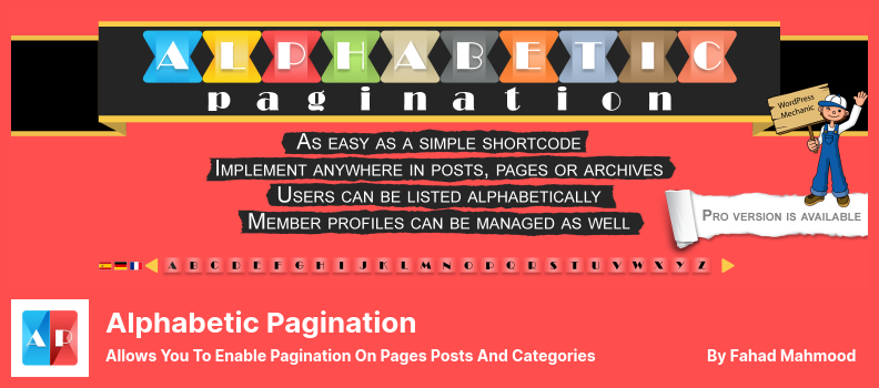 Alphabetisches Paginierungs-Plug-in - Ermöglicht Ihnen, die Paginierung auf Seiten, Beiträgen und Kategorien zu aktivieren