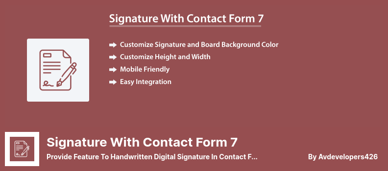 Firma con modulo di contatto 7 Plugin - Fornisci funzionalità alla firma digitale scritta a mano nel modulo di contatto 7