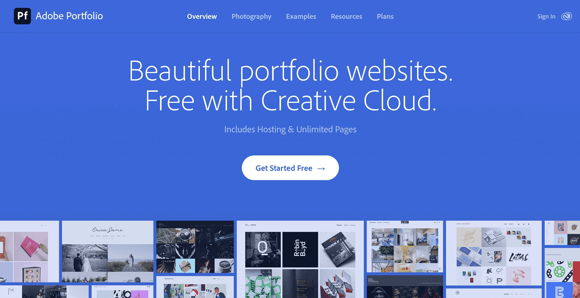 La home page di Adobe Portfolio.