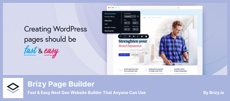 Plugin Brizy Page Builder - Créateur de site Web nouvelle génération rapide et facile que tout le monde peut utiliser