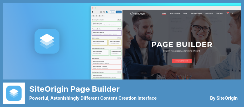 Plugin SiteOrigin Page Builder - Interface de création de contenu puissante et étonnamment différente