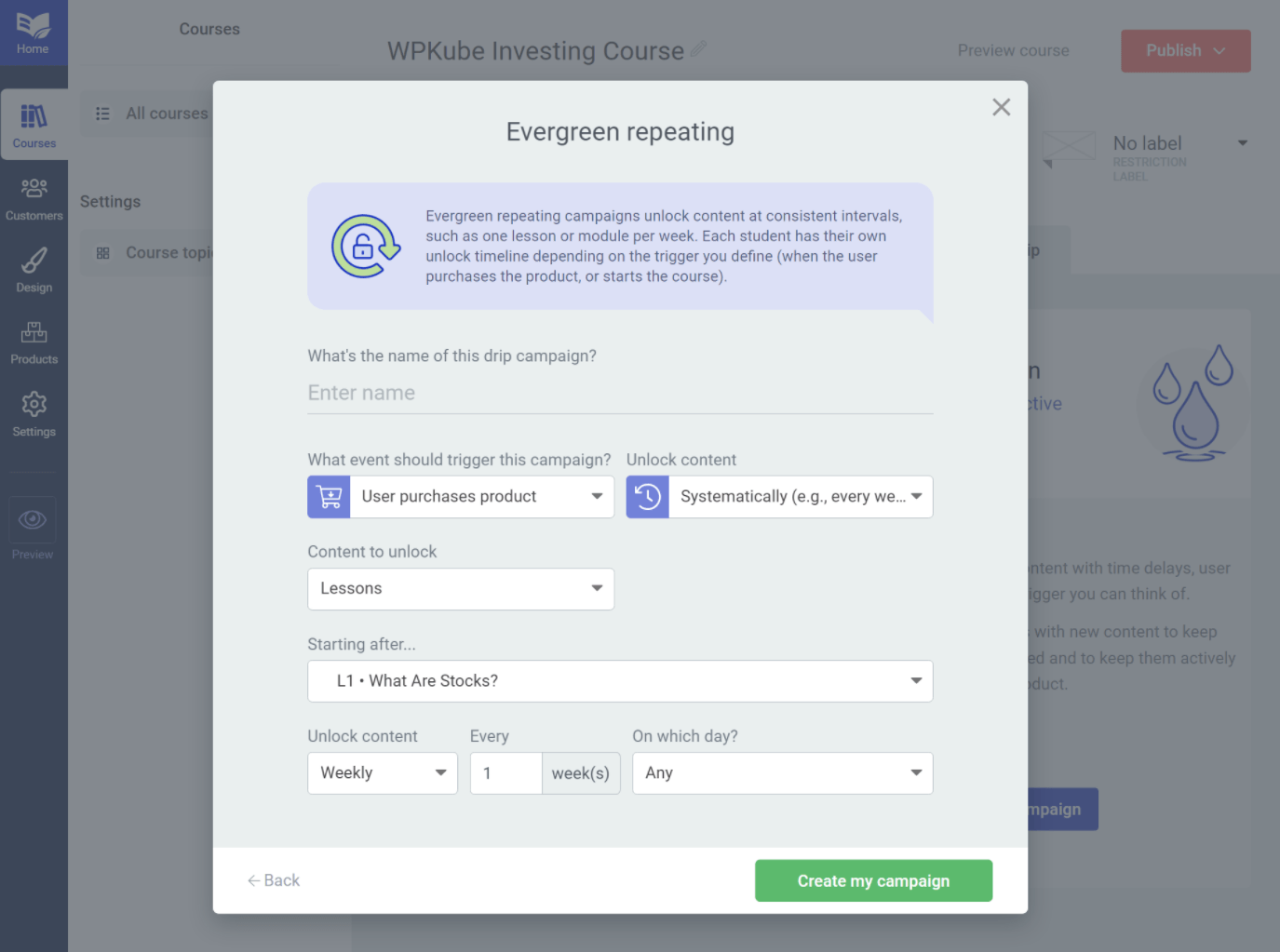 Personnalisation du programme de goutte à goutte