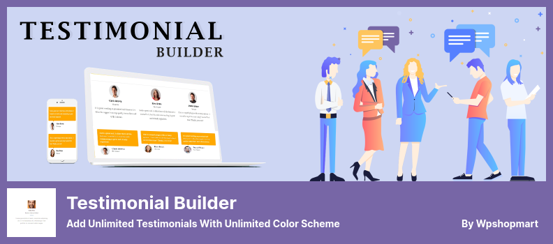 Plugin Testimonial Builder - Ajoutez des témoignages illimités avec un jeu de couleurs illimité