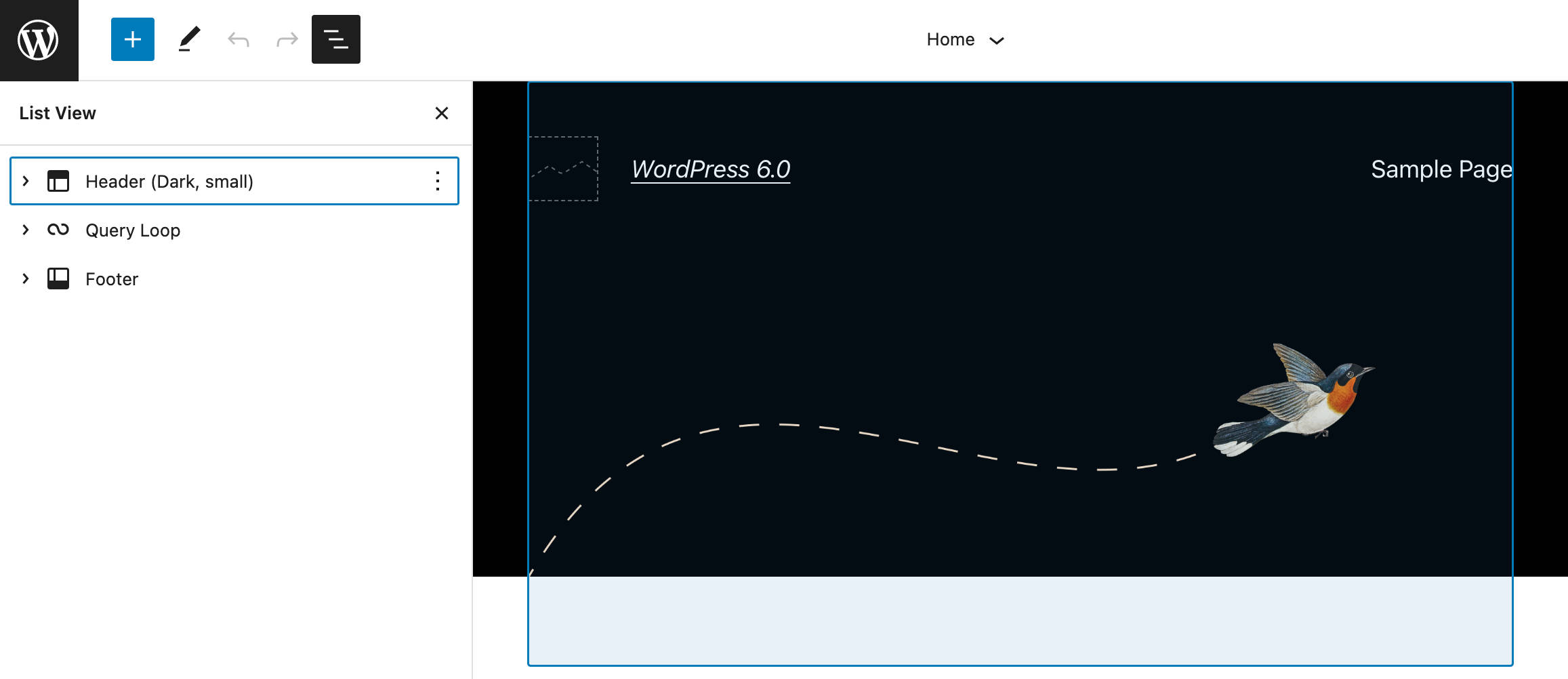 Affichage de liste par défaut dans WordPress 6.0.