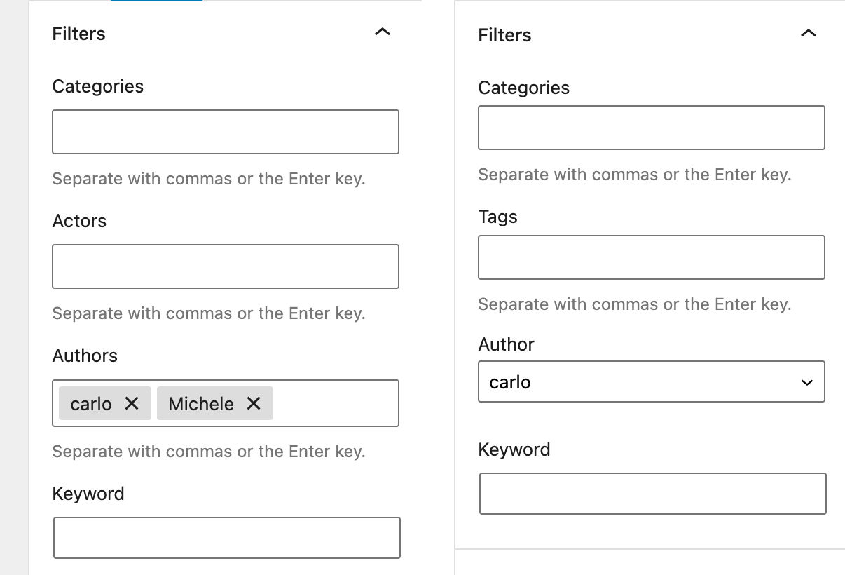 Une image montrant les paramètres du filtre Query Loop dans WordPress 6.0.