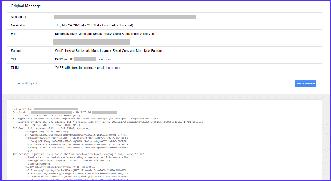 Captura de tela de um cabeçalho de e-mail no Gmail.