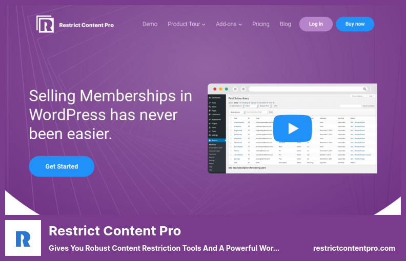 Restrict Content Pro Plugin - Vous offre des outils de restriction de contenu robustes et un puissant site d'adhésion WordPress