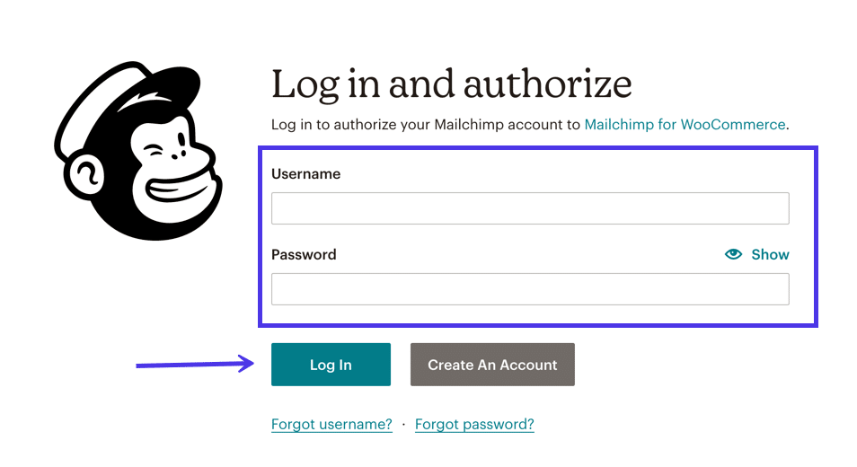 Vous devrez très probablement vous connecter à nouveau à votre compte Mailchimp