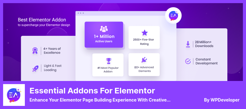 Addons essentiels pour le plugin Elementor - Améliorez votre expérience de création de page Elementor avec des éléments créatifs et des extensions