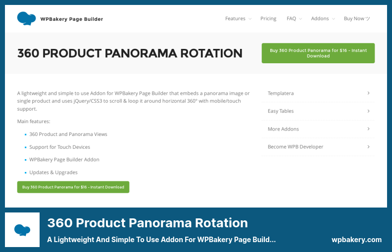 360 제품 파노라마 회전 플러그인 - 파노라마 이미지를 포함하는 WPBakery 페이지 빌더용 가볍고 사용하기 쉬운 애드온