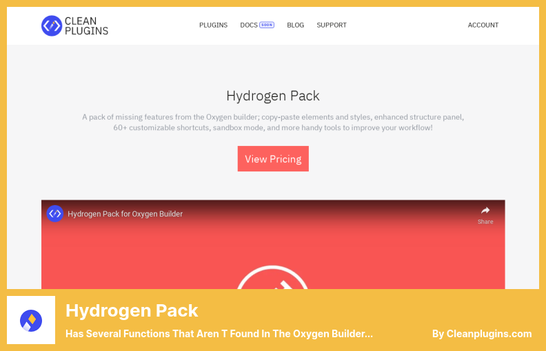 Plugin Hydrogen Pack - A plusieurs fonctions qui ne se trouvent pas dans le plugin Oxygen Builder Core