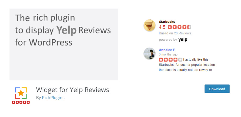 Widget for Yelp Reviews