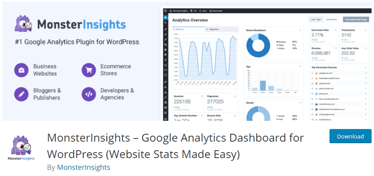 MonsterInsights 최고의 Google 애널리틱스 플러그인