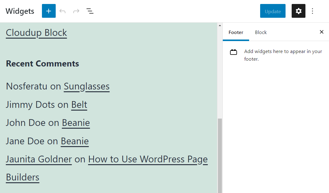 aggiungendo widget al footer di WordPress