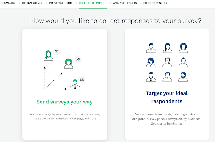 如何在 SurveyMonkey 中收集調查回复。