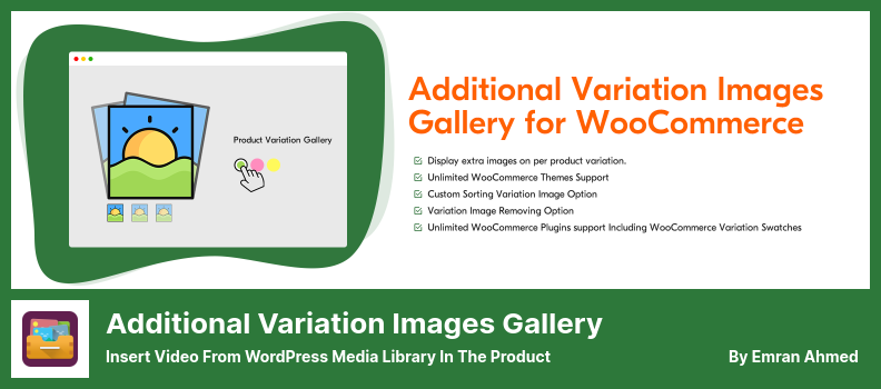 Galleria di immagini di variazione aggiuntiva per WooCommerce Plugin - Inserisci video dalla libreria multimediale di WordPress nel prodotto