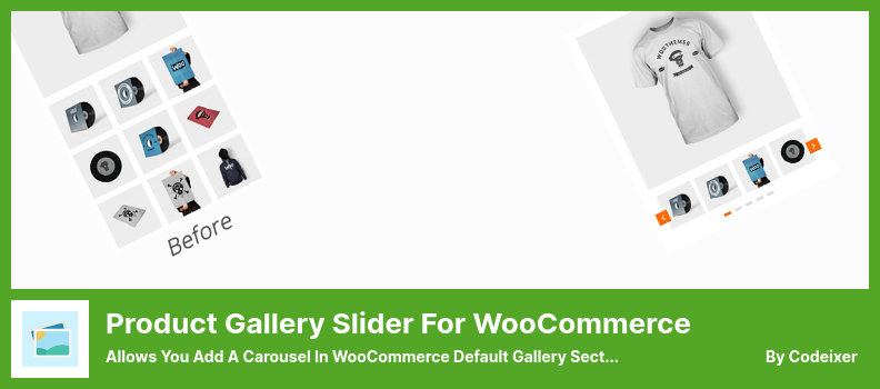 Slider della galleria dei prodotti per il plug-in WooCommerce: consente di aggiungere un carosello nella sezione della galleria predefinita di WooCommerce