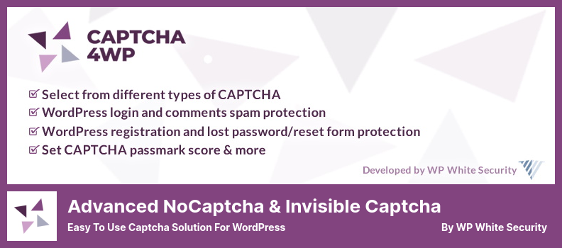 ขั้นสูง NoCaptcha & ปลั๊กอิน Captcha ที่มองไม่เห็น - โซลูชัน Captcha ที่ใช้งานง่ายสำหรับ WordPress