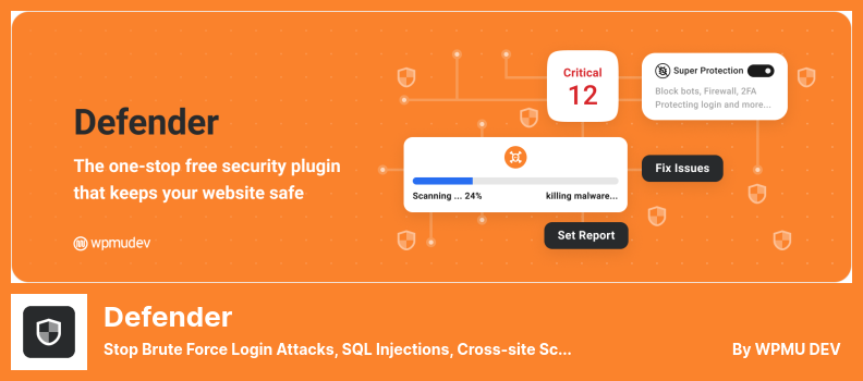 Defender 插件 - 阻止暴力登錄攻擊、SQL 注入、跨站點腳本 Xss 和其他 WordPress 漏洞