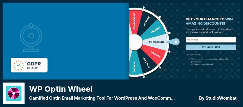 WP Optin Wheel Plugin - Instrument de marketing prin e-mail Gamified Optin pentru WordPress și WooCommerce