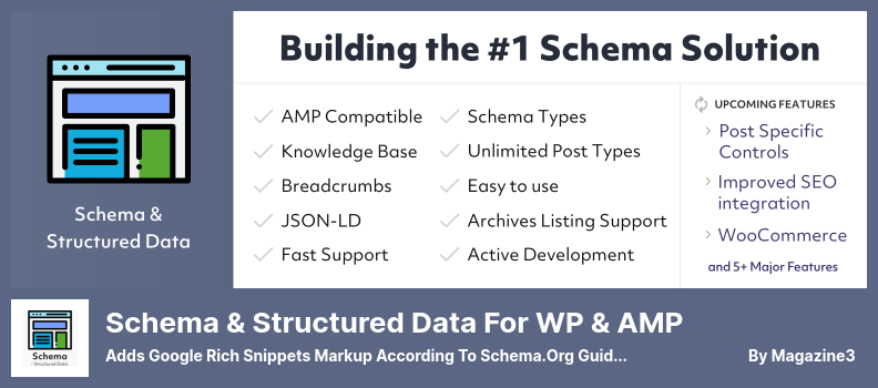 Schema & Structured Data for WP & AMP Plugin - Ajoute le balisage Google Rich Snippets conformément aux directives de Schema.Org