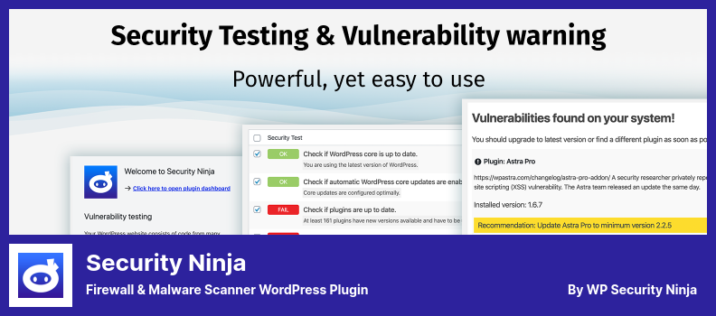 Security Ninja 플러그인 - 방화벽 및 멀웨어 스캐너 WordPress 플러그인