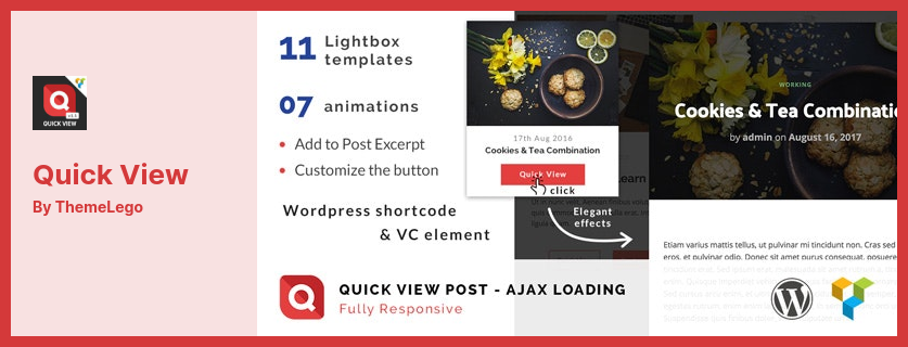 Quick View Plugin - 用于帖子或页面的 Ajax 加载插件，可帮助用户以灯箱样式打开 WordPress 帖子或页面