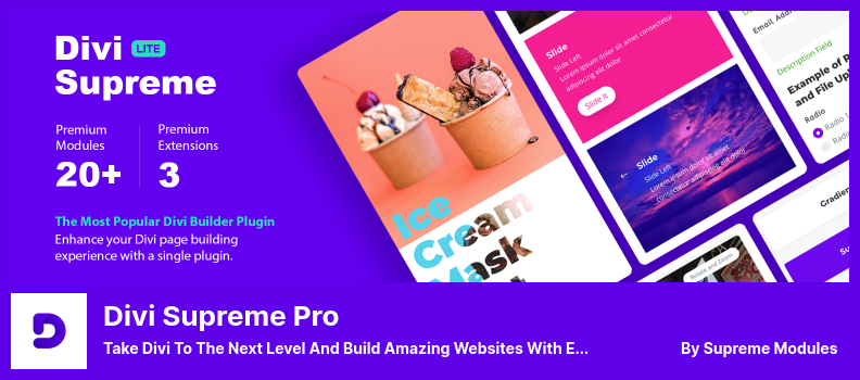 Divi Supreme Pro Plugin - Bringen Sie Divi auf die nächste Stufe und erstellen Sie mühelos erstaunliche Websites