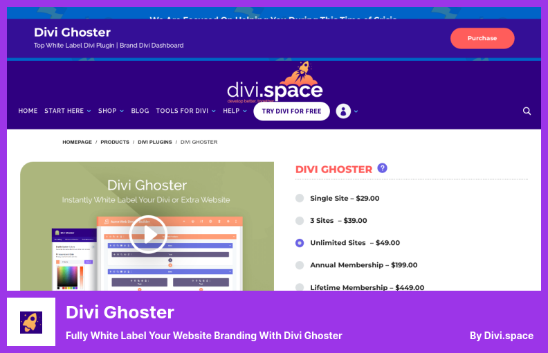 Plugin Divi Ghoster - Beri Label Putih Sepenuhnya Branding Situs Web Anda Dengan Divi Ghoster