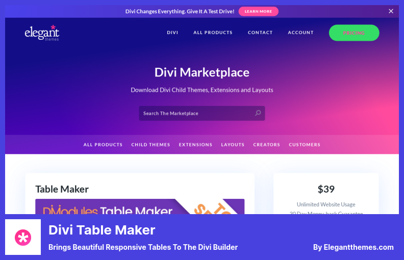 DiviTableMakerプラグイン-美しい応答テーブルをDiviBuilderにもたらします