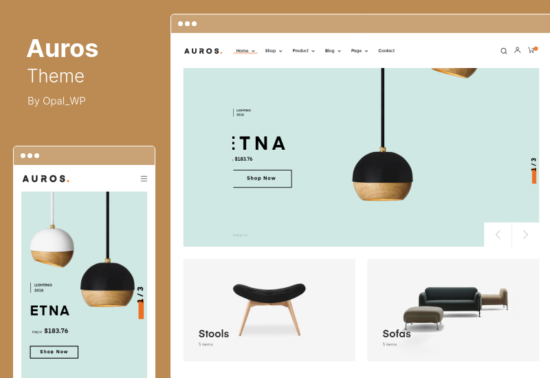 Tema Auros - Tema WooCommerce de Elementor para muebles