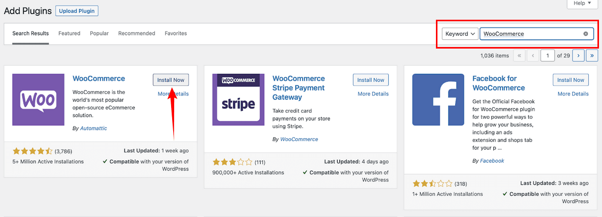 WooCommerce eklentisini yükleyin