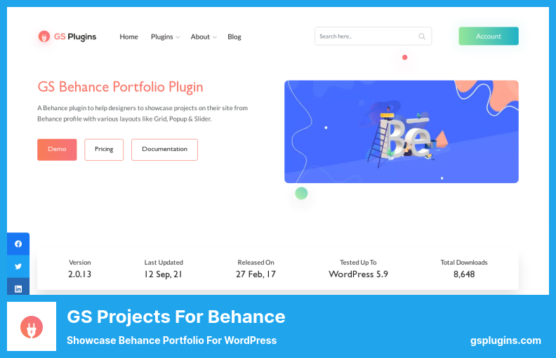 GS Projects for Behance Plugin - Mostra il portfolio Behance per WordPress