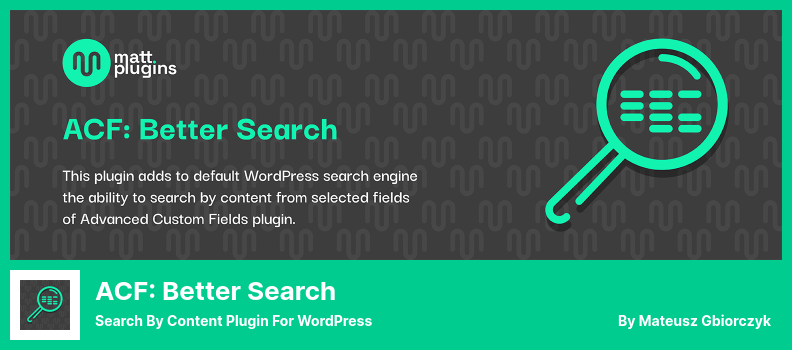 ACF: Better Search Plugin - Cerca per contenuto Plugin per WordPress