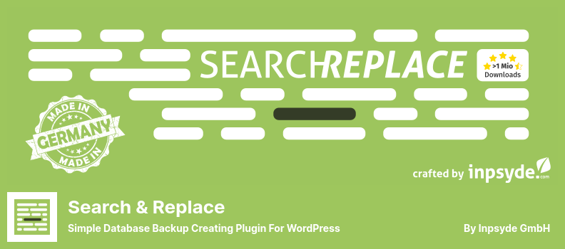 Cerca e sostituisci plug-in - Semplice backup del database Creazione di plug-in per WordPress