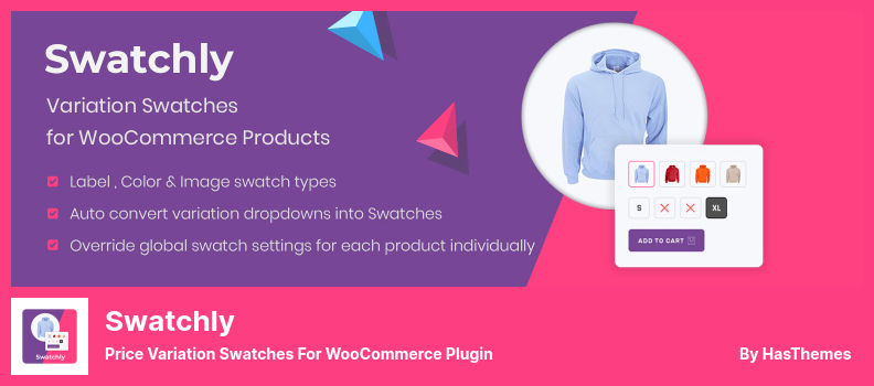 ปลั๊กอิน Swatchly - ตัวอย่างการเปลี่ยนแปลงราคาสำหรับปลั๊กอิน WooCommerce