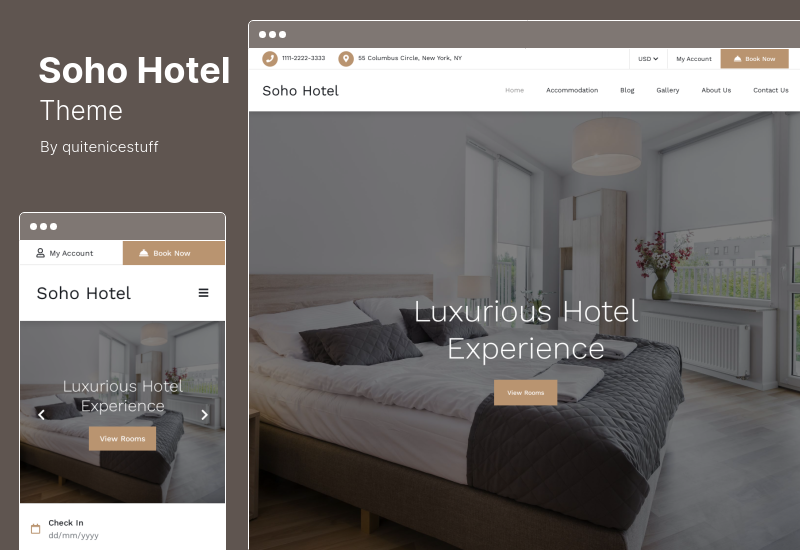 Soho Hotel Theme - Calendario de reserva de hotel Tema de WordPress