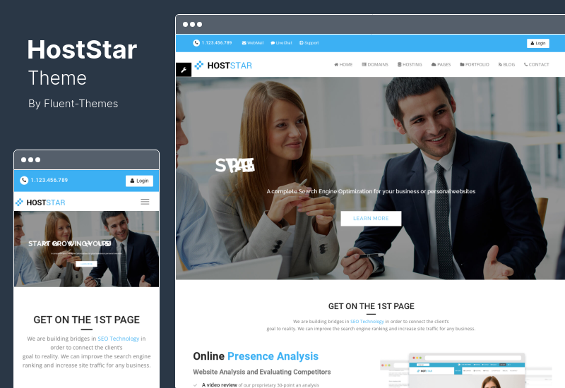 Tema HostStar - Tema WP pentru găzduire, afaceri de design web SEO