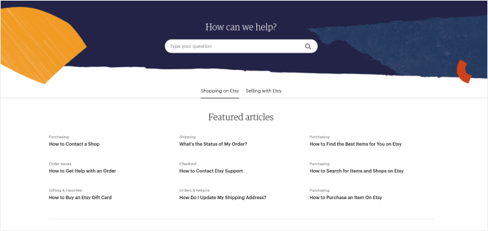 EtsyヘルプセンターのFAQページ